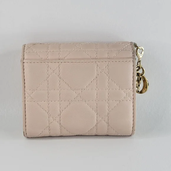 CHRISTIAN DIOR Cannage Lotus Leather Trifold Wallet - Picture 3 of 11